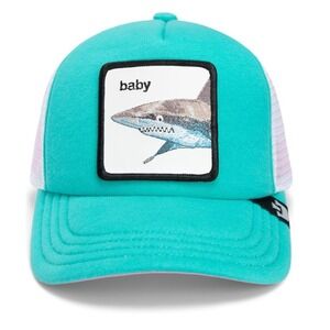 Goorin Bros Kids The Farm Baby Shark Trucker Hat Turquoise White Snapback Cap
